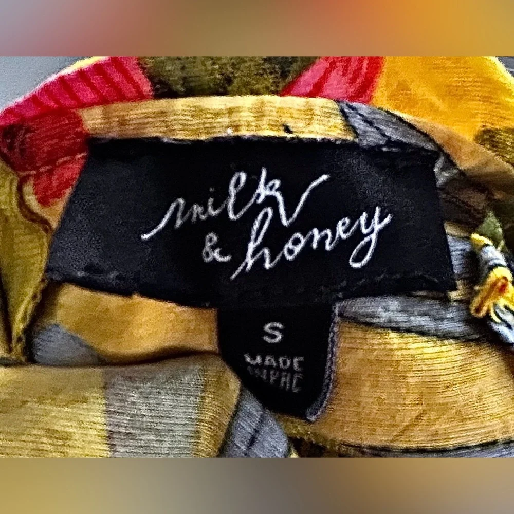 MILK & HONEY | Tropical Floral Yellow A-line Mini Dress | Women’s Size S - Picture 6 of 16